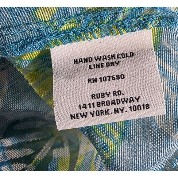 Ruby Rd. Favorites Womens Tropical Print Button-Up shirt blouse Sz 14 Blue Green - Picture 5 of 8